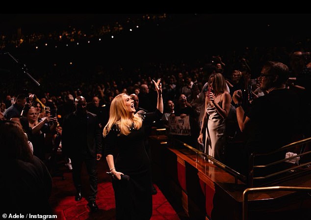 Radiant: The British icon shared snaps of herself singing on stage and walking through the crowd