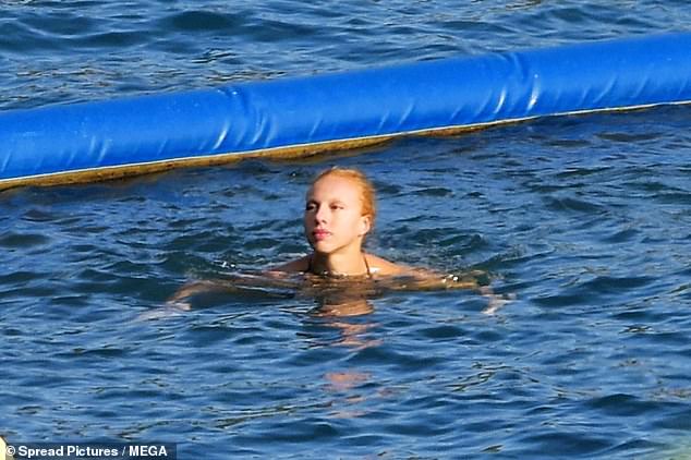Relaxing: Anna took the opportunity to go for a swim while cooling off in the crystal clear water after lying in the sun