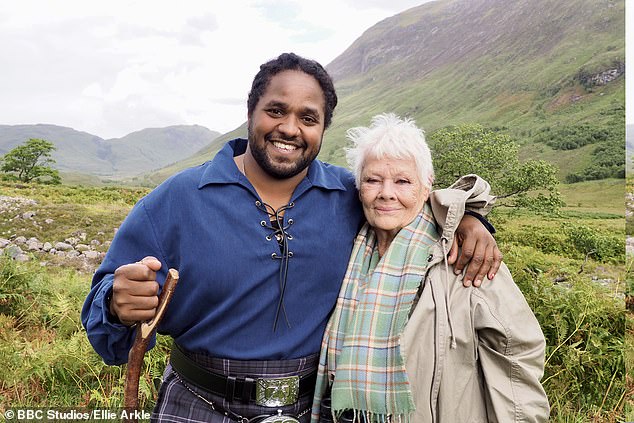 Nature lover: Dame Judi is guest editor for Countryfile on Sunday evenings on the BBC, where she is joined by Charlotte Smith and Hamza Yassin from the Scottish Highlands