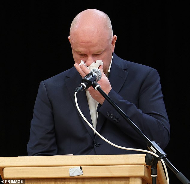 Simon Patterson suppressed tears at a memorial for his parents on Thursday