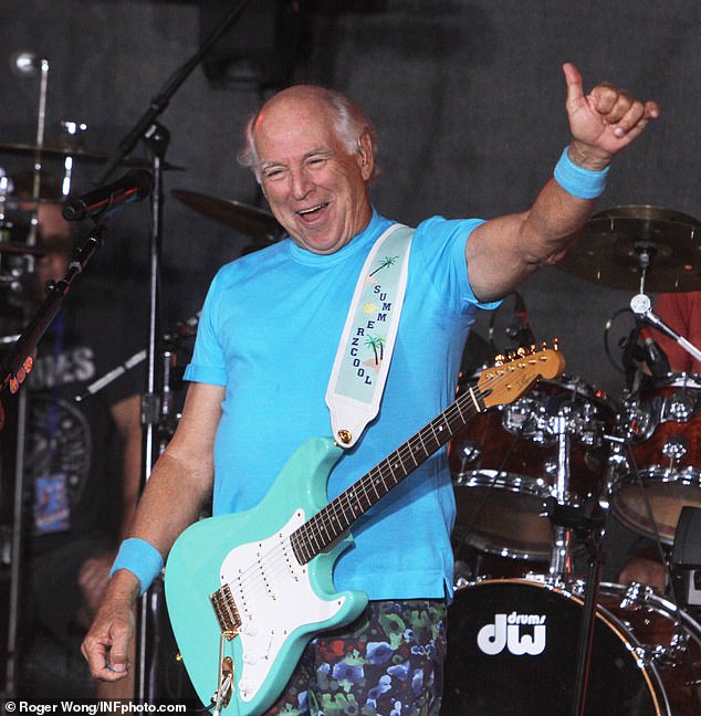 No flowers: Buffett's family has requested that in lieu of flowers donations be made to Jimmy Buffett's Foundation Singing for Change, Brigham and Women's Hospital, Dana Farber Cancer Institute or MD Anderson Cancer Center (pictured in New York in July 2016)