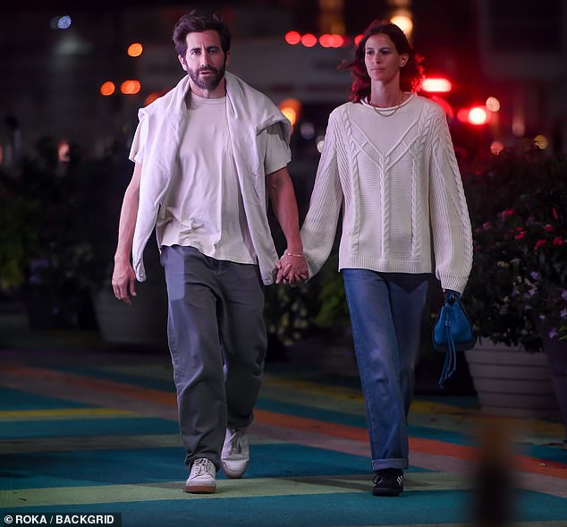 Lovebirds: Gyllenhaal and the French model were seen smiling as they engaged in lighthearted conversation as they spent quality time together