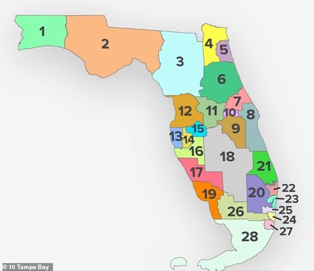 The changes proposed in DeSantis's draft — part of a 10-year census that sees legislators push the boundaries — include a problem area in the northern part of the state, stretching about 350 miles from the border with Alabama to the Atlantic Ocean, and south of Georgia to the Atlantic Ocean.  Orlando