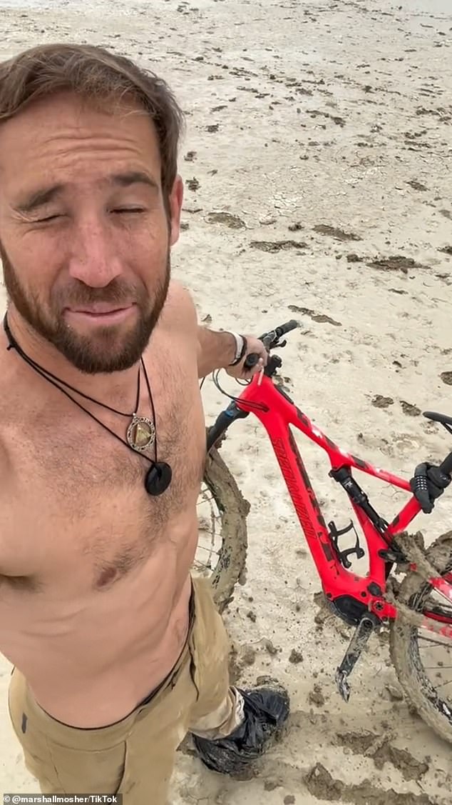 Marshall Mosher, who is currently trapped in the sinking mud at Burning Man, said people are making the best of the situation and organizing mud fests.