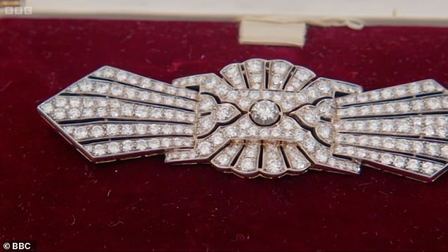 Stunning: Expert Susan Rumfitt was thrilled to take a look at the 'unusual' and 'stunning' diamond brooch, which the expert revealed was from the Art Deco period of the 1930s