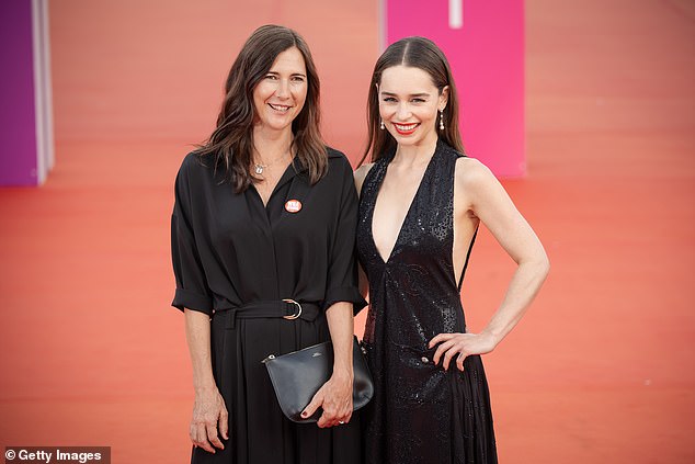 Collaboration: Emilia beamed as she posed for photos with her talented director Sophie Barthes