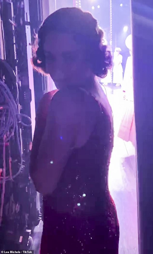 On the small screen: The clip showed the performer getting ready to appear on one of her shows, and later taking a bow during the curtain call