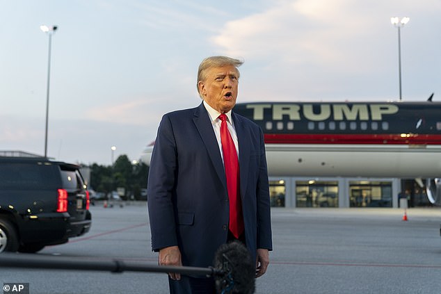 Trump, 77, is seen following his arraignment in Atlanta, Georgia on Aug. 24