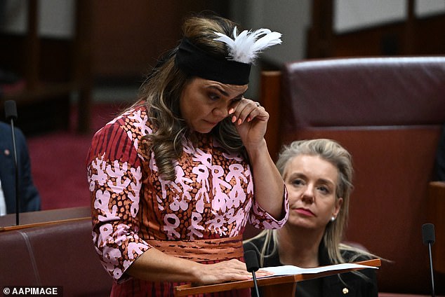 Pictured: Ms. Nampijinpa Price delivers her maiden speech to the Senate