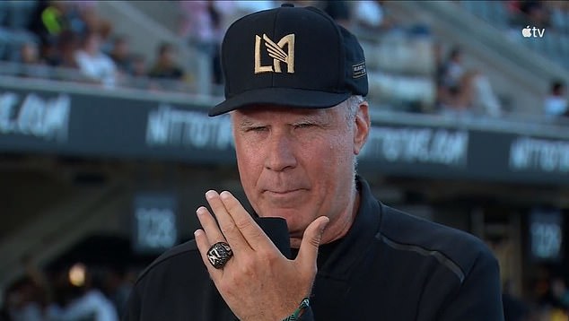 Ferrell jumped at the chance to show off his championship ring after LAFC's 2022 MLS Cup win