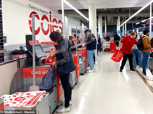 Baby boomers remember giving up red meat so they could pay mortgage payments when interest rates hit record highs in the 1990s (stock image of Coles shoppers)