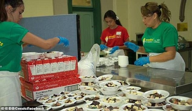 On Christmas Day alone, the foundation fed 4,000 Sydneysiders thanks to the hard work of volunteers (pictured)