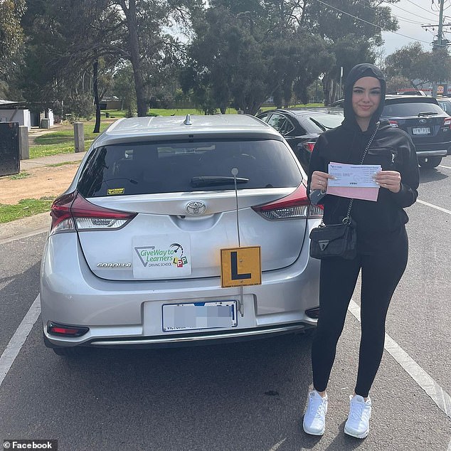 Zena Elhouli is pictured in October 2022 when she passed her provisional driver's license test