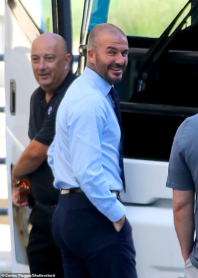 Prepare!  Ahead of the match, the Briton, 48, was spotted looking smart as he appeared in shirt, tie and slacks as he left a Manhattan Beach hotel with Messi for the high-stakes match in the 30th round of the Major League Soccer.