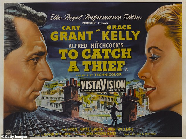 The movie poster for To Catch a Thief, a Riviera caper starring Grace Kelly opposite Cary Grant