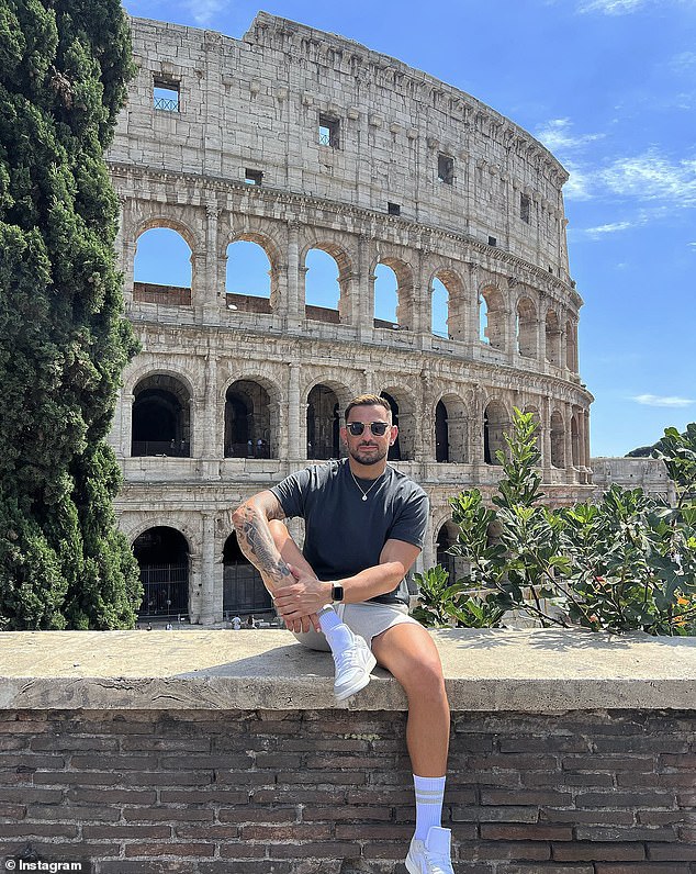 Instagram photos show Simon enjoying the European sun and sights in the arms of a mysterious friend in Florence and celebrating his birthday