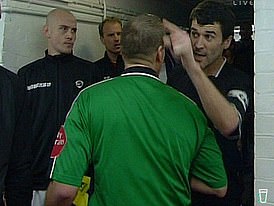 Keane (right) points to Vieira (off screen)