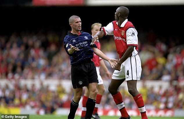 Keane (left) shared a strained relationship with former Arsenal captain Patrick Vieira (right) during their playing days.