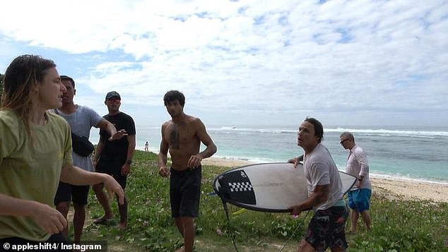 Later, a group of angry men were filmed surrounding and intimidating the women as they tried to leave the beach