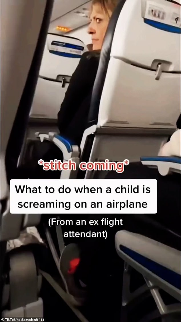 The TikToker posted a video of an obnoxious passenger silencing a child for crying.  Instead of doing this, Kat advised her followers to ask if the parent needed help