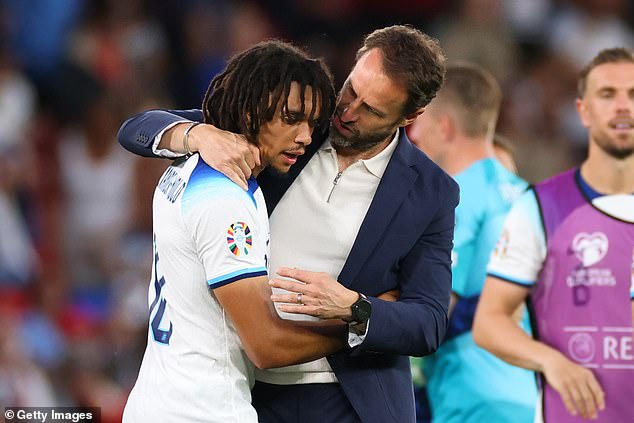 Alexander-Arnold with England boss Gareth Southgate after June's victory over North Macedonia