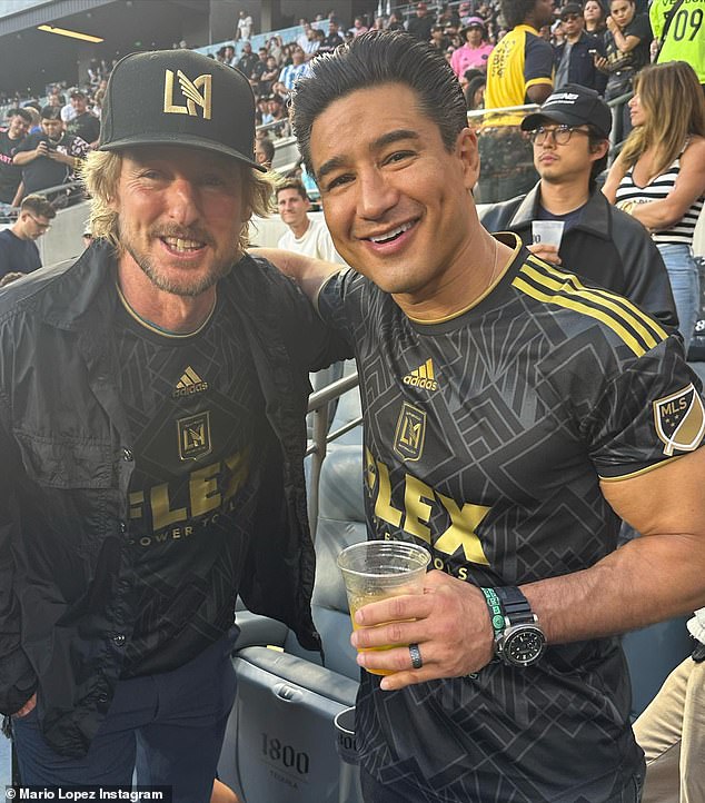 Go LAFC!  Once in the arena, the actor joined forces with another celebrity advocate for LAFC: Mario Lopez