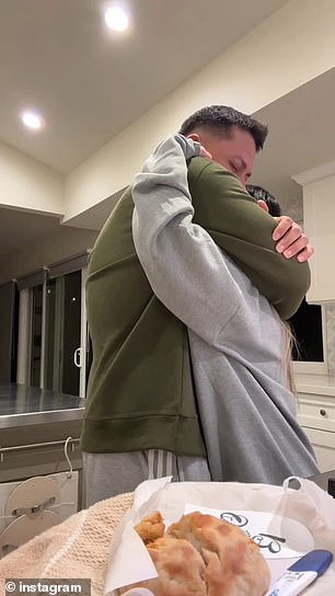 The couple shared a long hug and cried tears of happiness