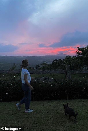 Maia and her owner enjoy the view of the sunset