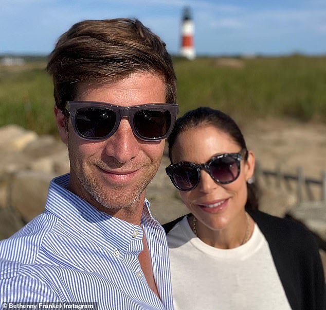 Good company: The media figure, who recently spoke about her strained relationship with Bravo executives, was also joined by her daughter Bryn and fiancé Paul Bernon as she posed for the snaps