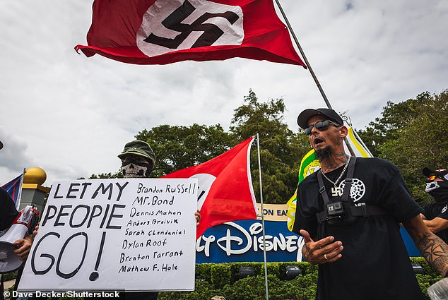 Neo-Nazis protest outside Walt Disney World in Orlando, Florida, on Saturday