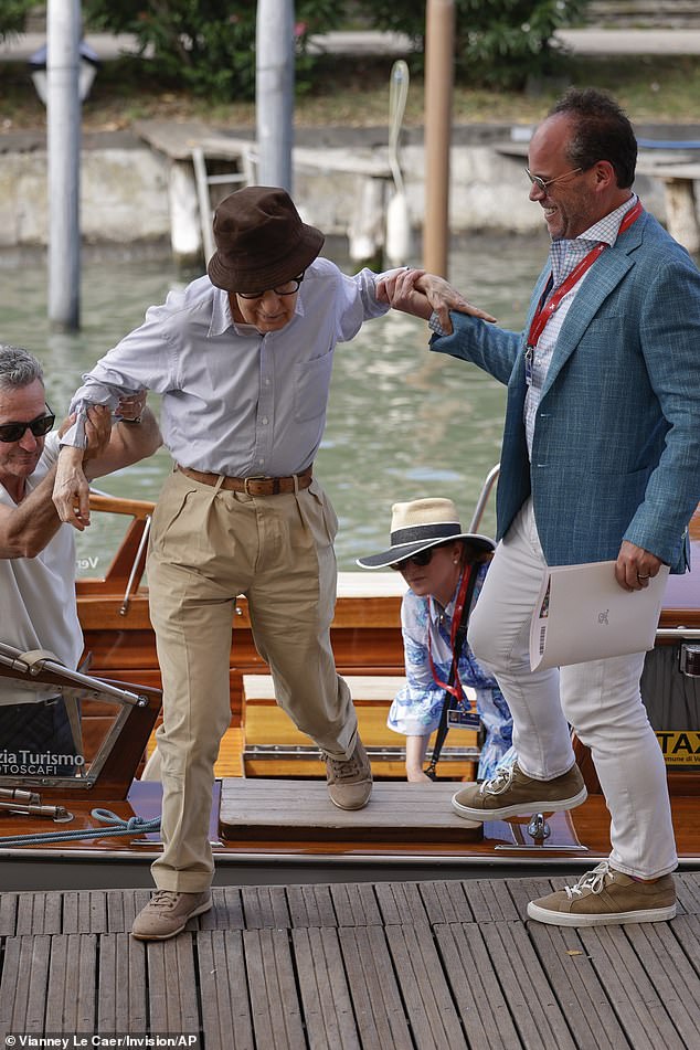 Allen arrives in Venice for the photo call on Monday