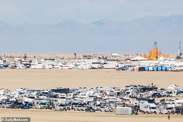 Burning Man organizers announced on Monday it was safe to leave, but said no one could leave the event at speeds over 10 mph