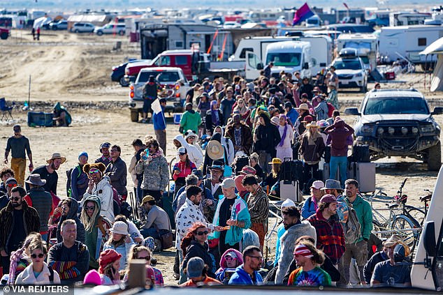 Hundreds of Burning Man visitors who planned to leave on buses are waiting for information on when they can leave