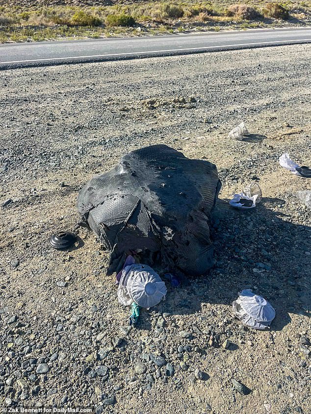 Garbage will be left on the side of the road by the exit of Burning Man on Monday