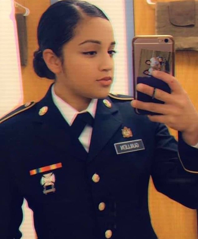 Guillen, 20, (pictured) was last seen at Fort Hood on April 22, 2020, in the parking lot of her barracks.  She disappeared after telling her family that she had been sexually harassed