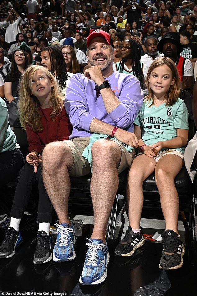 Co-parents: Olivia and her ex-fiancé — Ted Lasso co-creator and star Jason Sudeikis (M) — are also parents to eight-year-old son Otis Alexander Sudeikis (L, pictured Aug. 8)