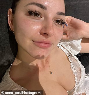 After: The TikTok star created her own skincare line Paulie Skin, and she claims the range is responsible for her skin transformation