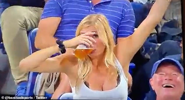 The 27-year-old showed the public her appreciation by drinking her beer – and a sporting cult hero was born