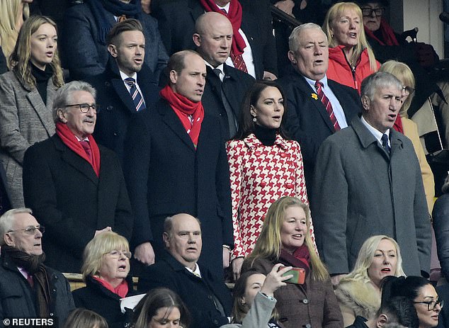 Kate Middleton, 41, will attend a group game between England and Argentina, while Prince William, 41, will watch Wales play against Fiji (pictured during rugby in February)