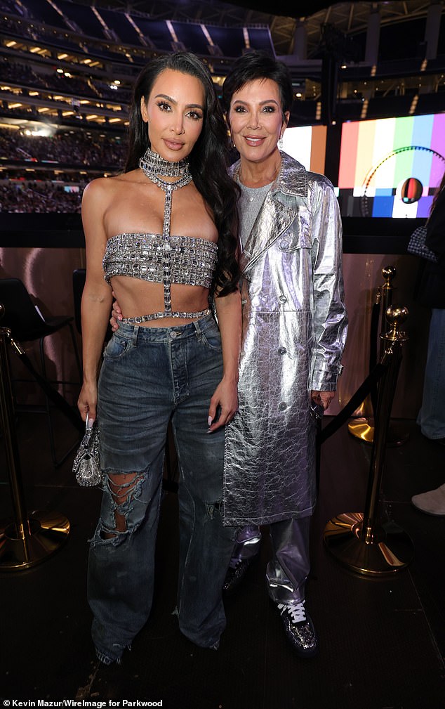 Kim Kardashian and Kris Jenner yesterday at SoFi Stadium for the Beyoncé concert