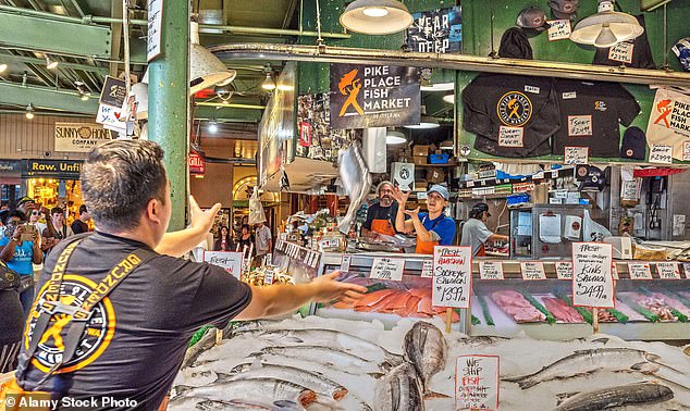 Catch of the Day: Peter was given a tour of Pike Place Market, where workers 