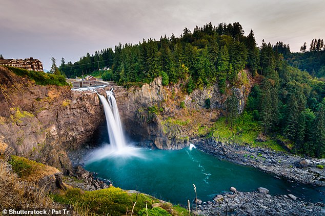 Peter was driven 35 minutes from Seattle to Snoqualmie Falls (above), which is 100 feet higher than Niagara Falls