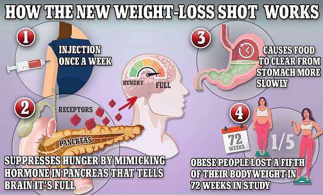 Wegovy and Ozempic, both of which contain semaglutide, work by prompting the body to produce a hormone called glucagon-like peptide-1, which is released naturally from the gut after meals.