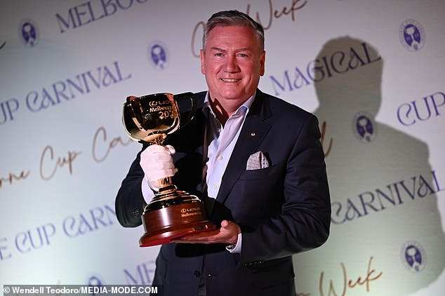 Eddie McGuire held the cup during the festivities