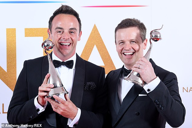 Winners: Ant McPartlin and Declan Donnelly up for Best TV Presenter award for 22nd year in a row (pictured at the 2021 NTAs)