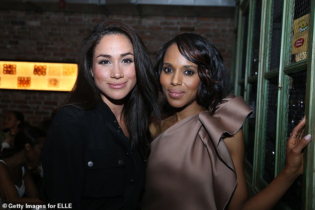 Meghan Markle (left) was photographed with Kerry Washington (right) at a 2013 party at Il Buco Alimentari & Vineri in New York City