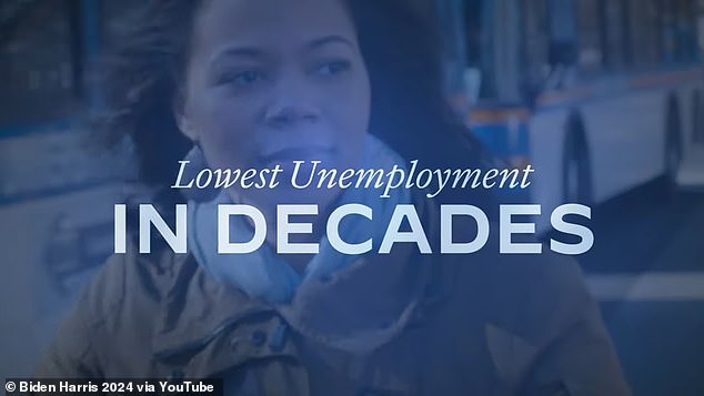 “There is more to do, but President Biden is getting results that matter,” the ad says, noting that inflation has fallen to 3 percent and unemployment is “lowest in decades”