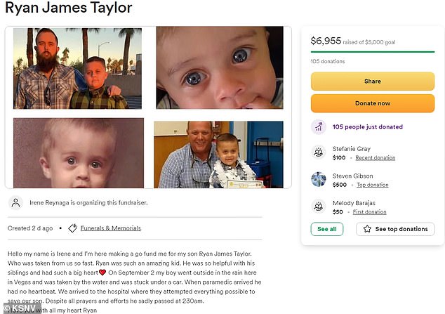 The GoFundMe page Taylor's mom created in his honor that surpassed the $5,000 goal