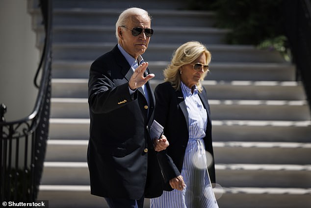 President Joe Biden and First Lady Dr. Jill Biden walk across the south lawn of the White House on September 2, 2023