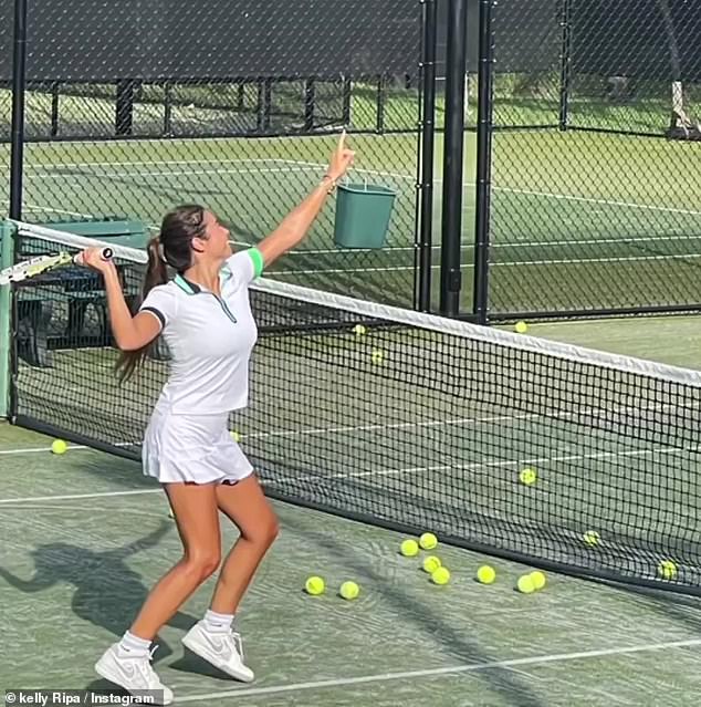 Playtime: During their vacation, the family enjoyed various activities together.  Kelly even shared a photo of Lola playing tennis